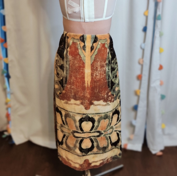 Vivienne Tam 90s Kuan Yin Buddha cotton Velvet archival Runway Skirt▪️ rare LG - Picture 4 of 11